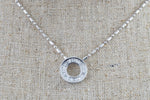 18k White Gold Baguette Slider Circle Disc Disk Diamond Invisible Necklace Pendant Charm