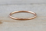 14k Solid Rose Gold Thin Hammered Dainty Polish Band Promise Anniversary Fashion Ring 0.9mm