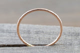 14k Solid Rose Gold Thin Hammered Dainty Polish Band Promise Anniversary Fashion Ring 0.9mm