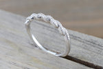 14k White Gold Diamond Pave Twist Curve Polished Stackable Ring Band Wedding