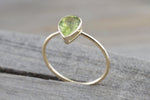 Pear Green Peridot Shape Bezel Band Ring