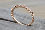 14k Rose Gold Diamond Vintage Milgrain Etch Etching Ring Antique Half Eternity Filigree Dainty Band