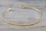 14k Solid Yellow Gold Square Charm Bracelet Dainty Love Gift Fashion Open Cuff Bangle
