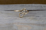 14k Yellow Gold Double Open Heart Adjustable Pinky Knuckle Ring Love