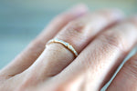 18k Rose Gold Round Bamboo Stackable Ring Thin Dainty Band Brilliant Cut Ring