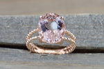 Rope Split Shank with an Oval Morganite