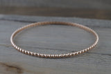 14k Solid Rose Gold Bead Dot Charm Bracelet Dainty Love Gift Fashion Open Cuff Bangle