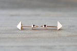 14k Rose or Yellow Gold Pyramid Triangle Stud Earring Studs 3d Point ERTRI3DR