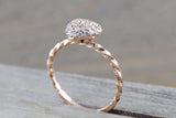 14k Rose Gold Diamond Puff Micro Pave Heart Anniversary Promise Love Ring Band Fashion