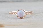Melrose Fire Opal 14k Rose Gold Round Purple Engagement Rope Crown Solitaire