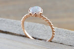 Melrose Fire Opal 14k Rose Gold Round Purple Engagement Rope Crown Solitaire