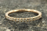 14k Rose Gold Dainty Thin Diamond Engagement Wedding Band Ring Brilliant Cut