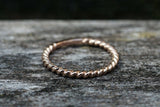 14kt Solid Rose Gold 2mm Twined Rope Twist Ring Band
