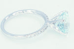 18k White Gold Diamond Solitaire Round Cut Aquamarine
