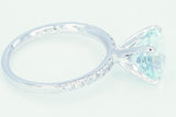 14k White Gold Diamond Solitaire Brilliant Cut Aquamarine Engagement Ring