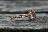 Melrose 14k Rose Gold Round Morganite Pinkish Halo Engagement Ring Crown Vintage 7mm