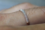 14k Rose Gold Micro Pave Dome Design Dainty Thin Diamond Engagement Band Brilliant Cut