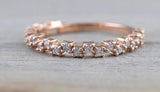 14k Rose Gold Diamond Band Ring 3/4 Engagement Wedding Love Promise Criss Cross Wave Staggered Up Down Art Deco Vintage Stack