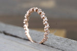 14k Rose Gold Diamond Band Ring 3/4 Engagement Wedding Love Promise Criss Cross Wave Staggered Up Down Art Deco Vintage Stack