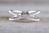 14K White Gold Diamond Cross X Infinity Twist Fashion Promise Anniversary Engagement Wedding Love Ring