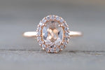 Gold Oval 8x6mm Morganite Diamond Halo Engagement Ring ASPER1430048