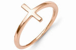 14kt Solid Gold Sideways Cross Ring Side Ways Rose White Yellow Polished Band