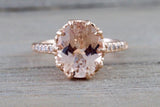 14k Rose Gold Oval Morganite Engagement Promise Wedding Anniversary Ring