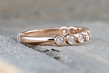 14k Rose Gold Diamond Vintage Milgrain Bezel Full Eternity Band Ring Wedding Engagement