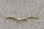 14k Yellow Gold Branch Necklace Pendant Leaf