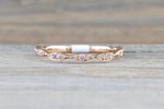 14kt Rose Gold Diamond Ring Marquis Design Vintage Design Rope Classic Milgrain Etching Eternity Stackable