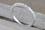 Baguette Cut Diamond Ring Prong Set Straight Band 2mm