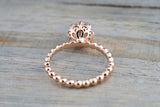 BelAir 14k Rose Gold Round 7mm Morganite Pinkish Engagement Ring Crown Vintage Design Diamonds