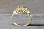 14k Yellow Gold Oval Imperial Topaz Hammered Vintage Art Deco Engagement Anniversary Promise Ring