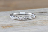 14k White Gold Diamond Pave Twist Curve Polished Stackable Ring Band Wedding