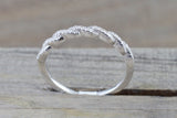 14k White Gold Diamond Pave Twist Curve Polished Stackable Ring Band Wedding