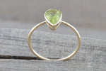 Pear Green Peridot Shape Bezel Band Ring