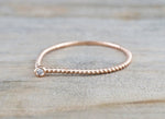 14k Rose Gold Round Cut Diamond Bezel Fashion Ring Rope Design Band