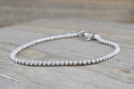 14k White Gold Bead Ball Diamond Cut Bracelet Dainty Love Gift Fashion