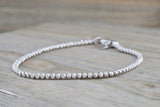 14k White Gold Bead Ball Diamond Cut Bracelet Dainty Love Gift Fashion
