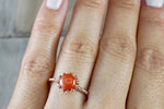 Melrose Coral 14k Rose Gold Round Engagement Promise Ring Anniversary Wedding Love Bead Rope Crown Pink Solitaire
