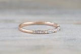 14k Rose Gold Round Cut Diamond Engagement Pave Stackable Stacking Promise Ring Anniversary Fashion Dainty Thin