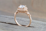 Clovis 6.5mm Charles Colvard Forever Brilliant Cushion Moissanite 14k Gold Ring M3078