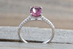 18k White Gold Oval Tourmaline and Diamond Engagement Promise Wedding Anniversary Ring Purple Pink