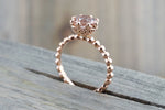BelAir 14k Rose Gold Round 7mm Morganite Pinkish Engagement Ring Crown Vintage Design Diamonds