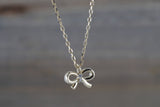 14k Yellow Gold Diamond Dainty Bow Pendant Necklace with Chain 16" 18"