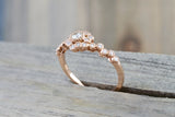 Vermont 14K Rose Gold Classic Diamond Engagement Wedding Promise Vintage Classic Cute Ring Band Arch Shaped