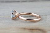 14k Rose Gold Round Aquamarine Tulip Crown Solitaire 6 Prong Ring 7mm Engagement Wedding Anniversary Ring Band