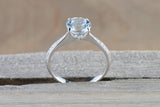 18k White Gold Round Cut Aquamarine Vintage Filigree Engagement Promise Ring Rope