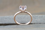 14k Rose Gold Round Morganite Pink Classic flower petal Solitaire Engagement Ring
