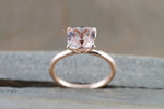 Payment Plan 14k Rose Gold Cushion Morganite Peach Pink Classic lotus flower petal Solitaire Engagement Wedding Ring Design